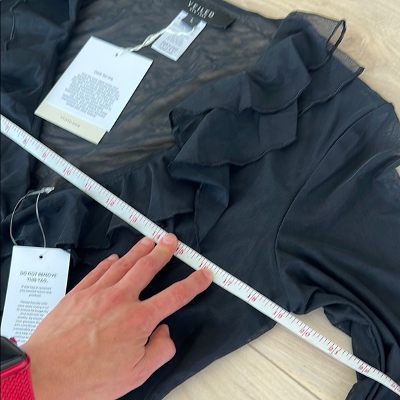 Black Ruffled Women's Blouse - Picture 9 of 13